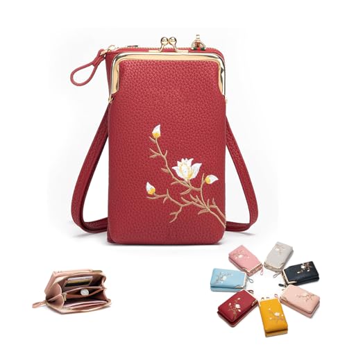 Generisch Indefinitet Women Sling Cross-Body Wallet,Forever Savour Women Sling Cross-Body Wallet with Mobile Cell Phone Holder (Red) von Generisch