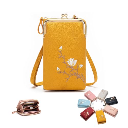 Generisch Indefinitet Women Sling Cross-Body Wallet,Forever Savour Women Sling Cross-Body Wallet with Mobile Cell Phone Holder (Yellow) von Generisch