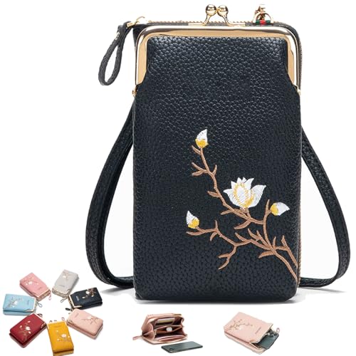 Generisch Indefinitet Women Sling Cross-Body Wallet with Mobile Cell Phone Holder, Crossbody Bags for Women Travel (Black) von Generisch