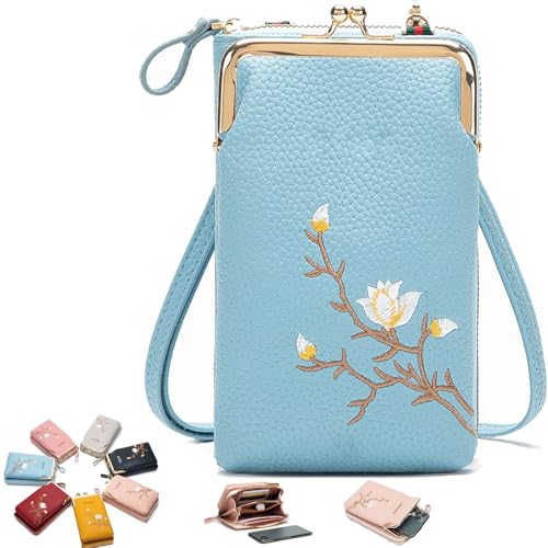 Generisch Indefinitet Women Sling Cross-Body Wallet with Mobile Cell Phone Holder, Crossbody Bags for Women Travel (Blue) von Generisch