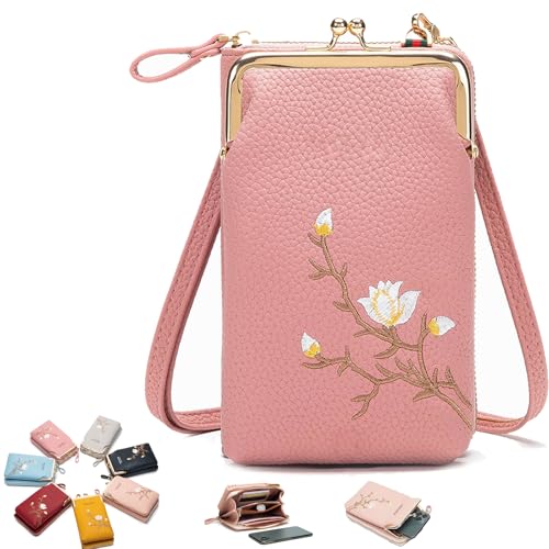 Generisch Indefinitet Women Sling Cross-Body Wallet with Mobile Cell Phone Holder, Crossbody Bags for Women Travel (Pink) von Generisch