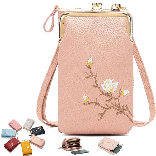 Generisch Indefinitet Women Sling Cross-Body Wallet with Mobile Cell Phone Holder, Crossbody Bags for Women Travel (Pink2) von Generisch