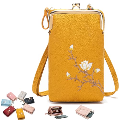 Generisch Indefinitet Women Sling Cross-Body Wallet with Mobile Cell Phone Holder, Crossbody Bags for Women Travel (Yellow) von Generisch