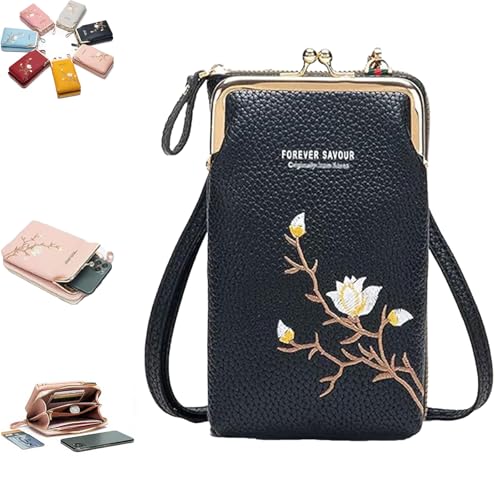 Generisch Indefinitet Women Sling Cross-Body Wallet with Mobile Cell Phone Holder, Forever Savour Cross-body Mobile Phone Bag (black) von Generisch