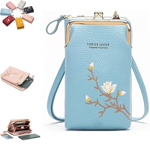 Generisch Indefinitet Women Sling Cross-Body Wallet with Mobile Cell Phone Holder, Forever Savour Cross-body Mobile Phone Bag (blue) von Generisch