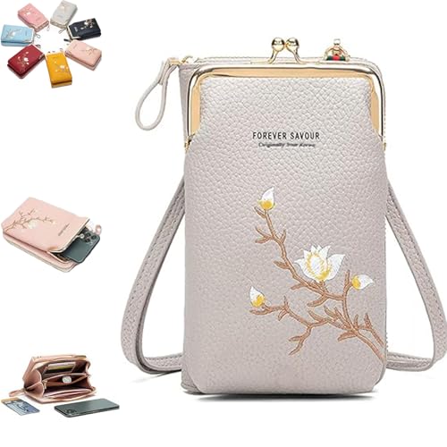 Generisch Indefinitet Women Sling Cross-Body Wallet with Mobile Cell Phone Holder, Forever Savour Cross-body Mobile Phone Bag (gray) von Generisch