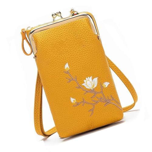 Generisch Indefinitet Women Sling Cross-Body Wallet with Mobile Cell Phone Holder, Indefinitet Mobile Phone Bag for Women Travel (Yellow) von Generisch