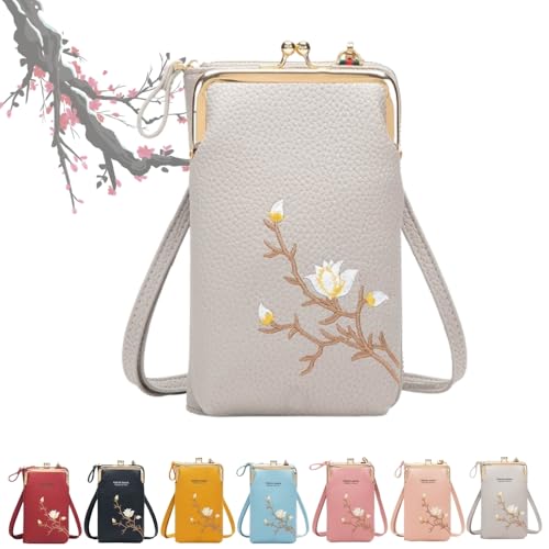 Generisch Indefinitet Women Sling Cross-Body Wallet with Mobile Cell Phone Holder, Large Crossbody Bags for Women Travel (Grey) von Generisch