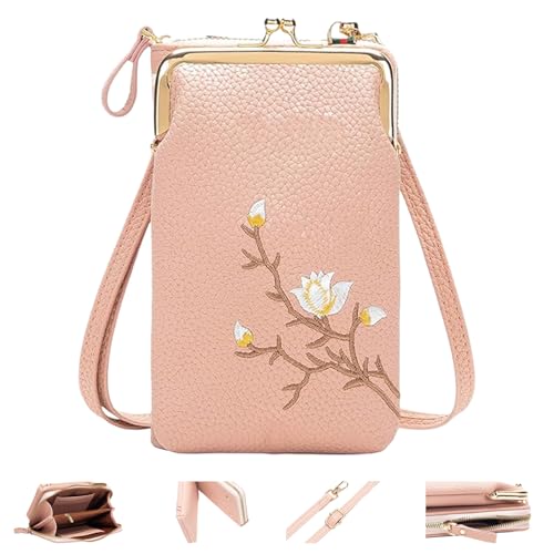 Generisch Indefinitet Women Sling Cross-Body Wallet with Mobile Cell Phone Holder, Separate Zipper Pocket Crossbody Bag for Women Travel (pink) von Generisch
