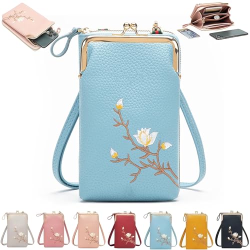 Generisch Indefinitet Women Sling Cross-Body Wallet with Mobile Cell Phone Holder, Small Crossbody Purses (blue) von Generisch