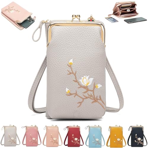 Generisch Indefinitet Women Sling Cross-Body Wallet with Mobile Cell Phone Holder, Small Crossbody Purses (grey) von Generisch