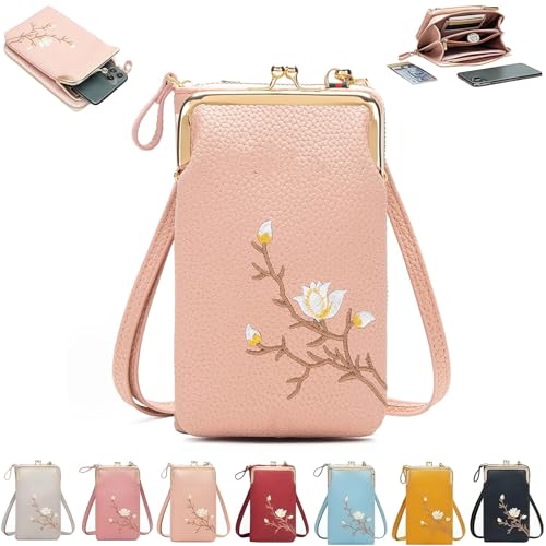 Generisch Indefinitet Women Sling Cross-Body Wallet with Mobile Cell Phone Holder, Small Crossbody Purses (pink-A) von Generisch