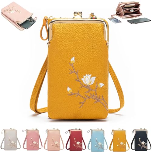 Generisch Indefinitet Women Sling Cross-Body Wallet with Mobile Cell Phone Holder, Small Crossbody Purses (yellow) von Generisch