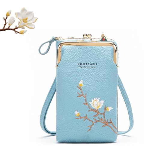 Generisch Indefinitet Women Sling Crossbody Wallet with Mobile Cell Phone Holder, Crossbody Phone Purse, Coin Purse (Blue) von Generisch