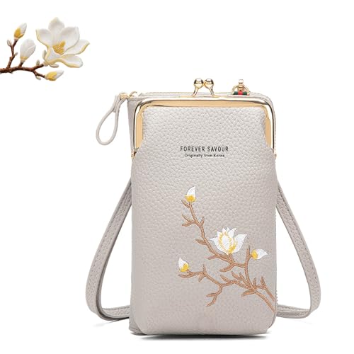 Generisch Indefinitet Women Sling Crossbody Wallet with Mobile Cell Phone Holder, Crossbody Phone Purse, Coin Purse (Gray) von Generisch
