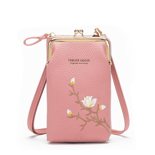 Generisch Indefinitet Women Sling Crossbody Wallet with Mobile Cell Phone Holder, Crossbody Phone Purse, Coin Purse (Pink-B) von Generisch