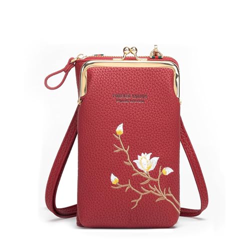 Generisch Indefinitet Women Sling Crossbody Wallet with Mobile Cell Phone Holder, Crossbody Phone Purse, Coin Purse (Red) von Generisch