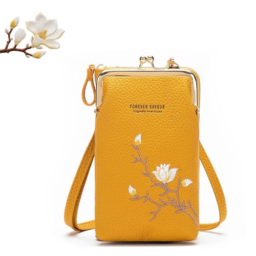 Generisch Indefinitet Women Sling Crossbody Wallet with Mobile Cell Phone Holder, Crossbody Phone Purse, Coin Purse (Yellow) von Generisch