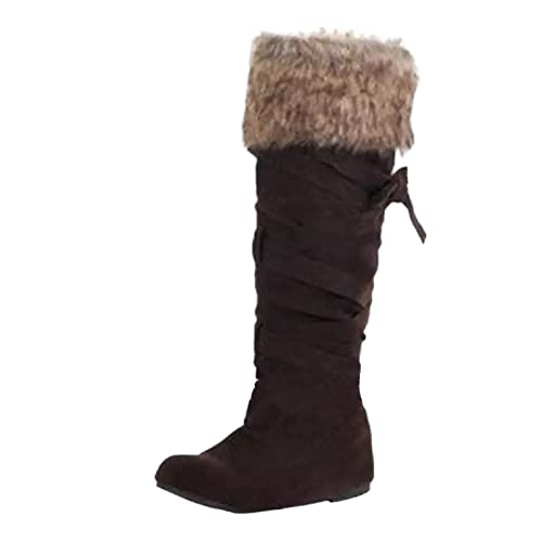 Generisch Indoor-Stiefel für den Winter Kniestiefel Modische Schneestiefel bequem und warm für Frauen im Winter & Schuhe Herren (Brown, 39) von Generisch