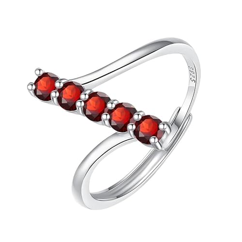 Generisch Infinity-Wickelringe Aus 925Er Sterlingsilber Für Damen, Ewigkeitsring Mit Rundem Schliff Und Natürlichen Edelsteinen, Statement-Ehering Für Sie, Größenverstellbar, Rubin von Generisch