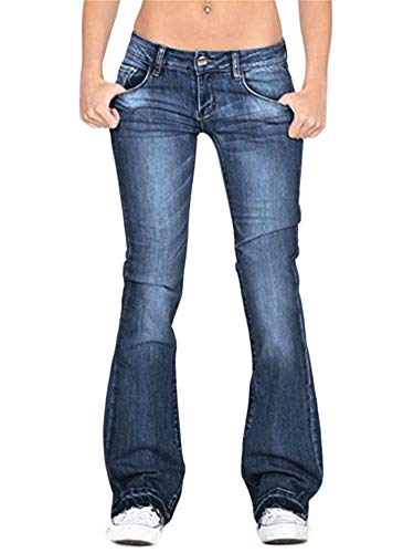 Generisch JIER Damen Schlaghosen Jeanshose lang Stretch Skinny Schlagjeans Schlag Weite Jeanshosen Weites Bein Denim Hose Hüftjeans Hüfthose Hosen (Blau,3XL,3XL) von Generisch