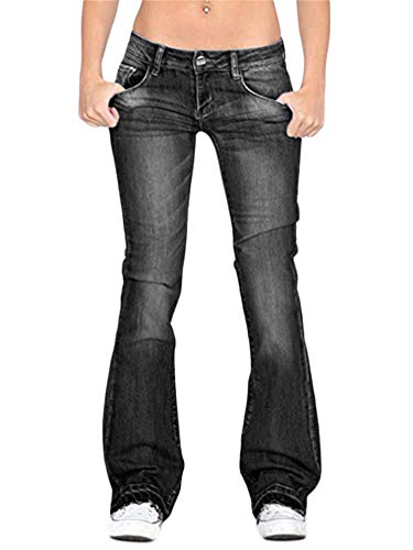 Generisch JIER Damen Schlaghosen Jeanshose lang Stretch Skinny Schlagjeans Schlag Weite Jeanshosen Weites Bein Denim Hose Hüftjeans Hüfthose Hosen (Schwarz,4XL,4XL) von Generisch