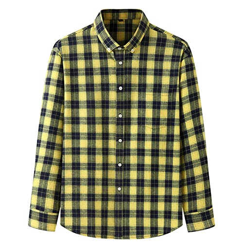 Generisch JIER Herren Hemd Kariertes Freizeithemd Button Normale Passform Freizeit Business Party Freizeithemd Businesshemd Langarmhemd Langarmshirt Hemden (Mehrfarbig 4,7XL,7XL) von Generisch