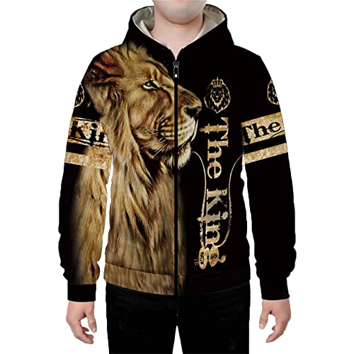 Generisch JIER Herren Kapuzenpullover 3D Hoodie Mode Löwe Tiger Druck Sweatshirt Hoodie Kapuzenpullover Langarm Sweatshirt Kapuzenjacke mit Reißverschluss (Mehrfarbig 1,4XL,4XL) von Generisch