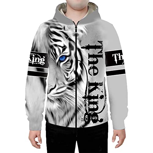 Generisch JIER Herren Kapuzenpullover 3D Hoodie Mode Löwe Tiger Druck Sweatshirt Hoodie Kapuzenpullover Langarm Sweatshirt Kapuzenjacke mit Reißverschluss (Mehrfarbig 10,6XL,6XL) von Generisch