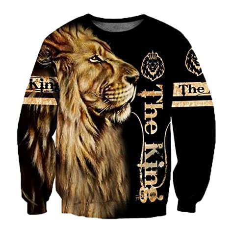 Generisch JIER Herren Slim Fit Kapuzenpullover 3D Druck Lion Tiger Hoodie mit Kordelzug Neuheit Pullover Langarm Drawstring Sweatshirt Pullover Freizeitjacken (Mehrfarbig 3,7XL,7XL) von Generisch