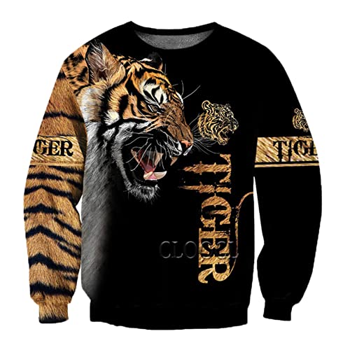 Generisch JIER Herren Slim Fit Kapuzenpullover 3D Druck Lion Tiger Hoodie mit Kordelzug Neuheit Pullover Langarm Drawstring Sweatshirt Pullover Freizeitjacken (Mehrfarbig 6,XL,XL) von Generisch