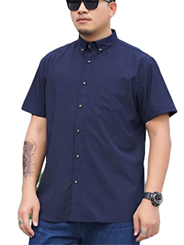 Generisch JIER Herren Übergröße Business Slim Fit Hemd Sommerhemd Regular Fit Kurzarm Klassisches Hemd Kurzarmhemd Freizeithemd Kurzarmshirt Sommerhemd Business Hemden (Dunkelblau,6XL,6XL) von Generisch