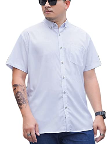 Generisch JIER Herren Übergröße Business Slim Fit Hemd Sommerhemd Regular Fit Kurzarm Klassisches Hemd Kurzarmhemd Freizeithemd Kurzarmshirt Sommerhemd Business Hemden (Weiß,8XL,8XL) von Generisch