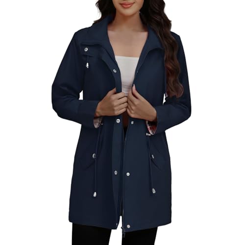 Generisch Jacke Damen Sommerjacke Damen Zip Ultraleicht Bomberjacke Softshelljacken Winterjacke Elegant Oversize Outdoorjacke Elegante Sweatjacke Bekleidung Angebote des Tages Heute Marine L von Generisch