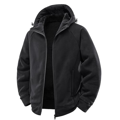 Generisch Jacke Herren, Steppjacke Herren Leicht, Fleecejacke Outdoor Winter Jacke Reißverschluss Sweatjacke Mit/Ohne Kapuze Warme Fleece Winterjacke Übergangsjacke Herbstjacke von Generisch