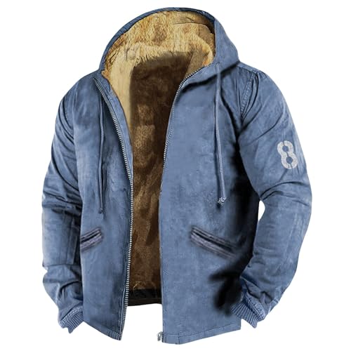Jacke Herren, Winter Wasserdichte Fleecejacke Warm Gefüttert Winterjacke Mit Kapuze Wasserabweisende Winddichte Softshelljacke Herren Mantel Black Strauss Jacket (6XL, Blau) von Generisch