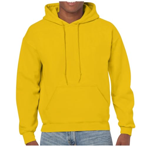 Generisch Jacke Herren Fleecepullover Kapuzenpullover Hoodie Herren Basic Hoodies Jacke Herren Drawstring Sweatshirt Kapuzenpulli Herren Hoodie Hoody Pullover Winter Herren Sweatshirt（Yellow,4X-Large von Generisch