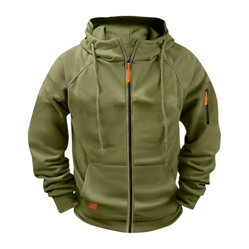 Generisch Jacke Herren Hoodie Herren Reißverschluss Kapuzenjacke Sweatjacke Zip Sweater Casual Arbeitspullover Mit Taschen Und Reißverschluss-Armablage Grün S von Generisch