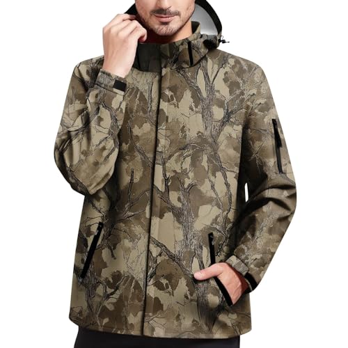 Generisch Jacke Herren Regenjacke Camouflage mit Reißverschluss Trainingsjacke Mode für Leicht Blouson Sommerjacke Sweatshirt Übergangsjacke Schwarz Daunenjacke Winterjacke Herrenjacke Wasserdicht von Generisch