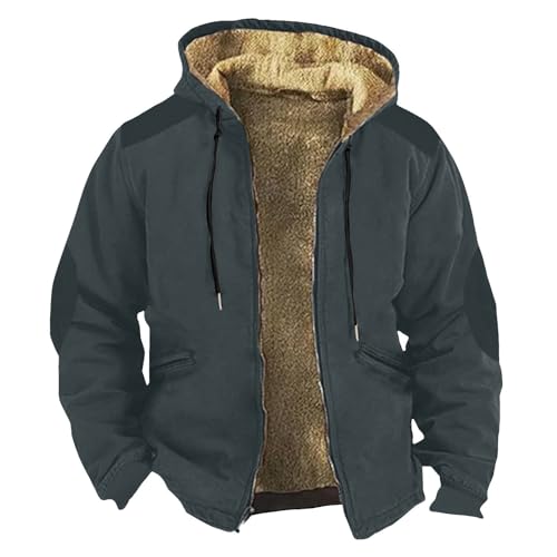 Generisch Jacke Herren Winter, Einfarbige Fleecejacke Warme Gefüttert Skijacke Outdoor Winddicht Wasserdicht Verdickt Sweatshirt (6XL, Dark Gray) von Generisch