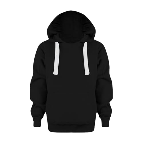 Generisch Jacke Kinder Jungen Zip Up Hoodie Sweatjacke Langarm Kapuzenjacke Kapuzenpullover Mit Reißverschluss Casual Kapuzen Sweatshirt Einfarbig Pullover Weich Sweatjacke Black 160 von Generisch