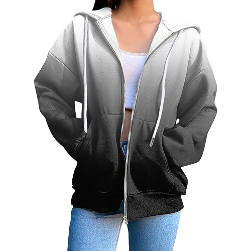 Generisch Jacke Rot Damen, Sweatjacke Damen Dünne mit Kapuze Zip Hoodie Sommerjacke Leicht Kapuzenpullover Frühjahrsjacke Große Größen Sweatshirt Jacke Kapuzenjacke Sweater, Schwarz, M von Generisch