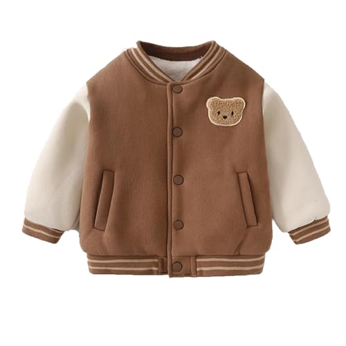 Generisch Jacken Jungen Frühjahr Baby Kleidung Plus Fleece Baseball Mantel Baumwolle Gefütterte Mantel Winter Baby Mädchen Jungen Dicke Top Kind Kinderskijacken Mädchen (Coffee, 3-6 Months) von Generisch