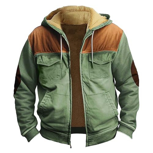 Generisch Jackett Herren, Men's Thickened Button Double Pocket Jacket With Insert Cotton Jacket Winterjacke Männer Tapstar Jacke Fleecepulli Damen The Face Winter Jacket For Herren-Anorak (M, Grün) von Generisch