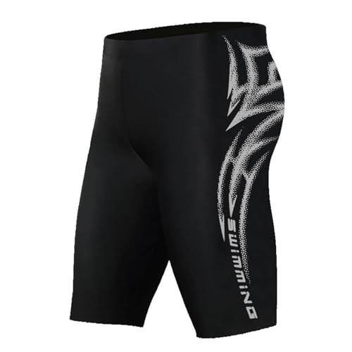 Generisch Jammer Badehose Herren Schwimmjammer Lange Badehose Schnelltrocknend Schwimmhose Swim Trunks knielangen Badeanzug zum Schwimmen Kompression Wettkampf Schwimmhosen Grau 5XL von Generisch