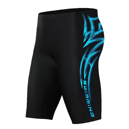 Generisch Jammer Badehose Herren Schwimmjammer Lange Badehose Schnelltrocknend Schwimmhose Swim Trunks knielangen Badeanzug zum Schwimmen Kompression Wettkampf Schwimmhosen Himmelblau XL von Generisch