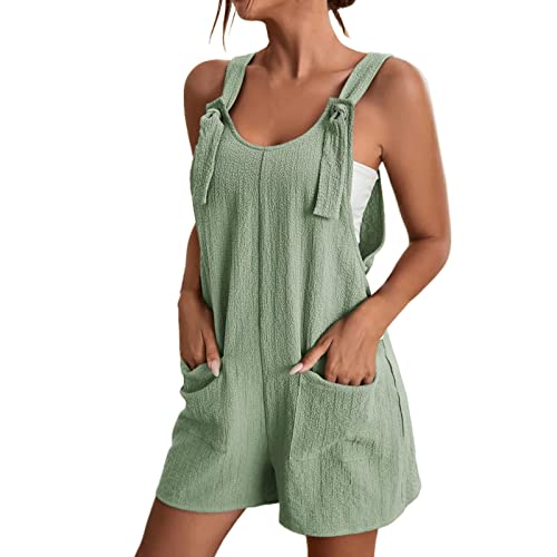 Generisch Jampsuit Musselin Jumpsuit Sommer Overall Ärmellos Latzhose Elegant Playsuit Weiches Romper Einteiler Einfarbiges Jump Suit Verstellbaren Hosenanzug Jumpsuits Mit Taschen von Generisch