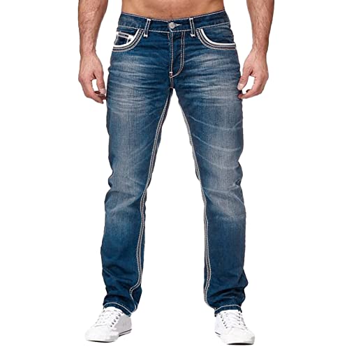 Generisch Jeans 36/34 Herren Männer Regular Fit 5XL Denim Hose Herrenjeans Klassische Baggy High Waist Jeanshose Jeans Stretch-Denim Straight Tasche Lange Schlupfjeans Stretchjeans von Generisch