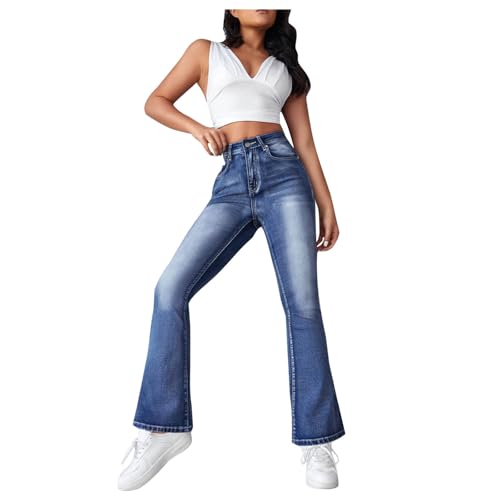 Generisch Jeans Damen Baggy High Waist Streetwear Langhose Stretch Weites Bein Hose Pants Große Größen Y2k Schwarz Damenjeans Freizeithose Boyfriend Bootcut Lockere Jeanshose Schlupfhose von Generisch