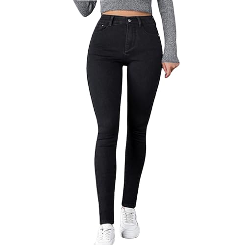 Generisch Jeans Damen Gefütterte Thermo Winter Jeggings Jeans Warme Mit Taschen Skinny Thermojeans Winterhose Fleece Stretch High Waist Leggings Thermohose von Generisch